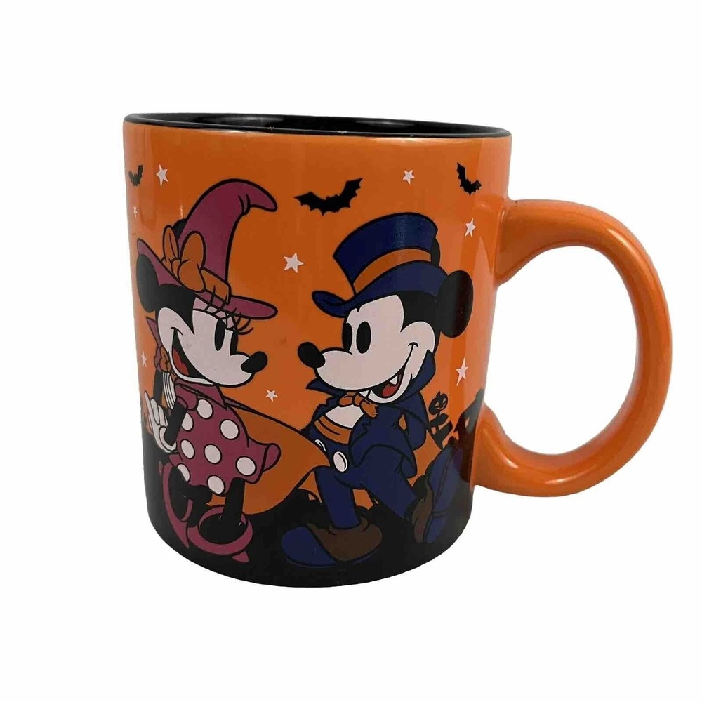 Disney Happy Halloween Mickey Minnie Mouse Orange & Black 20 oz Ceramic Cup Mug